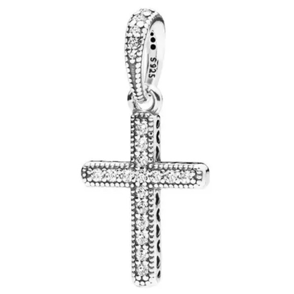 NWOT Sparkling Cross Pendant Dangle Charm CZ Sterling Silver 925 - Picture 1 of 9